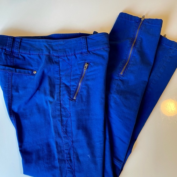 Anthropologie Pilcro Womens Moto Pants Ankle Zip Diamond Stitched / size 2 Blue - Picture 2 of 14